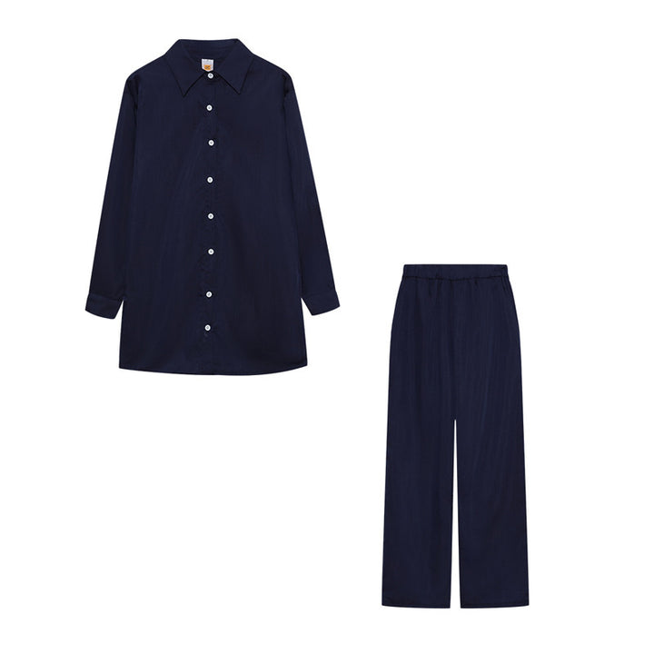 Dame Langærmet Button-Up Pyjamas Sæt Stilla