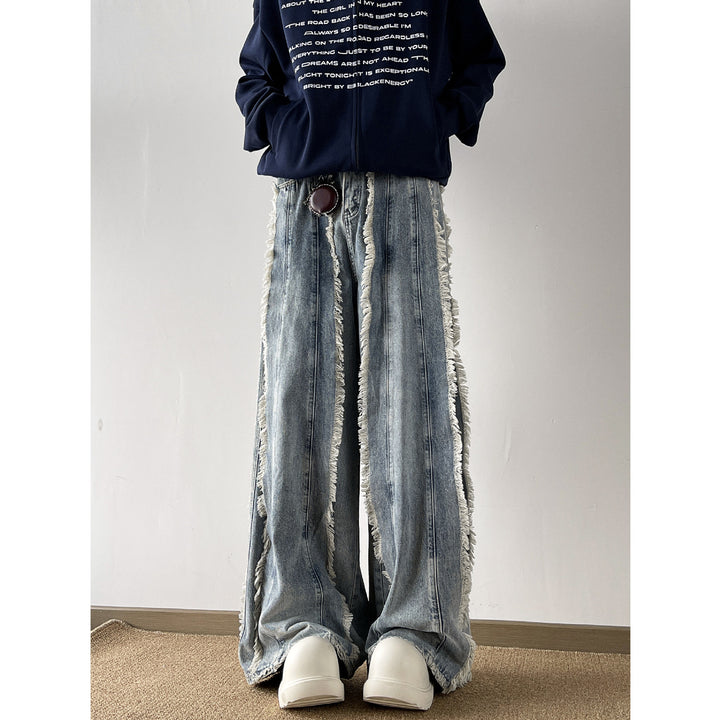 Stilfulde damejeans med vidde ben og distressed-effekter Stilla