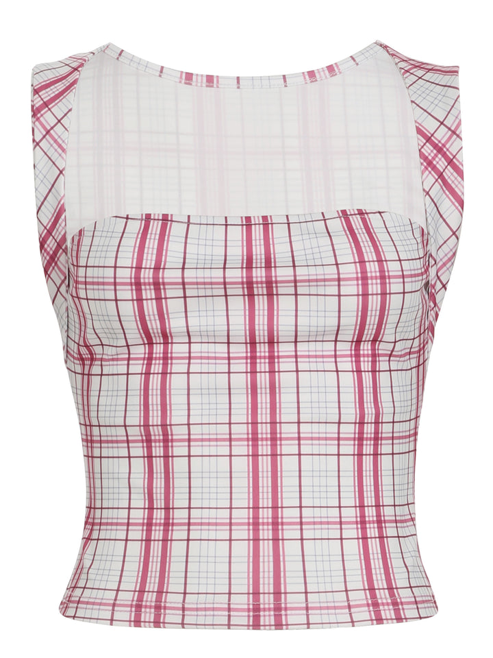 Dame figurtilpasset ternet top med elegant snit og transparente indsatser Skovae