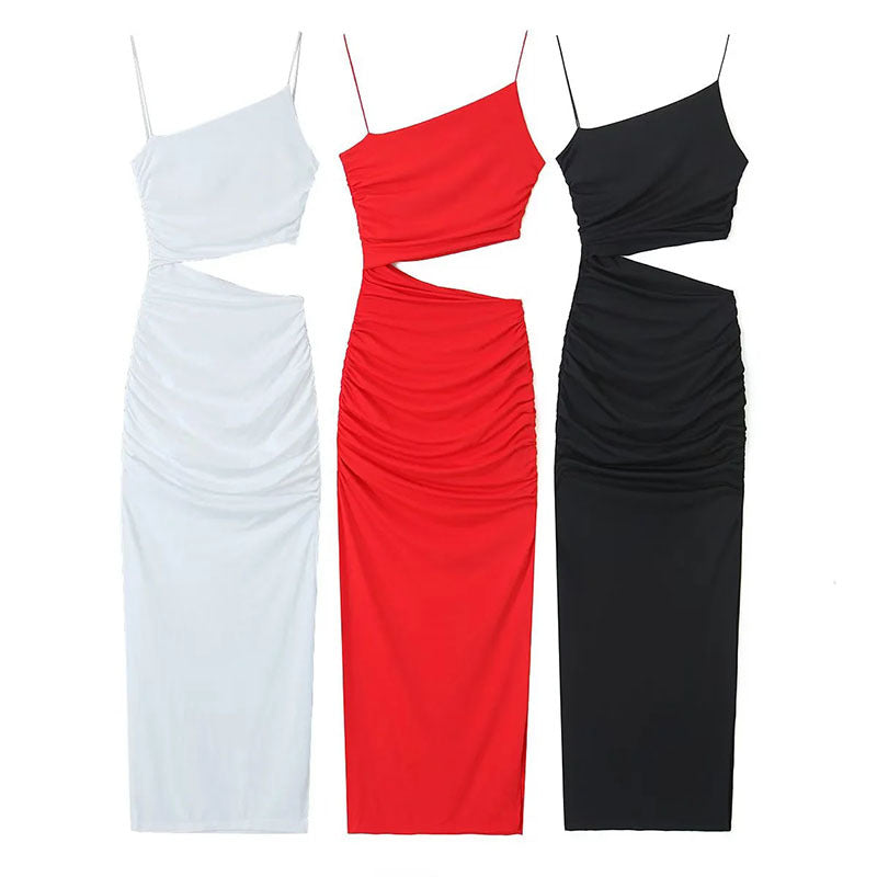 Kvinders elegante cut-out maxi kjole med asymmetrisk design og ruching Stilla