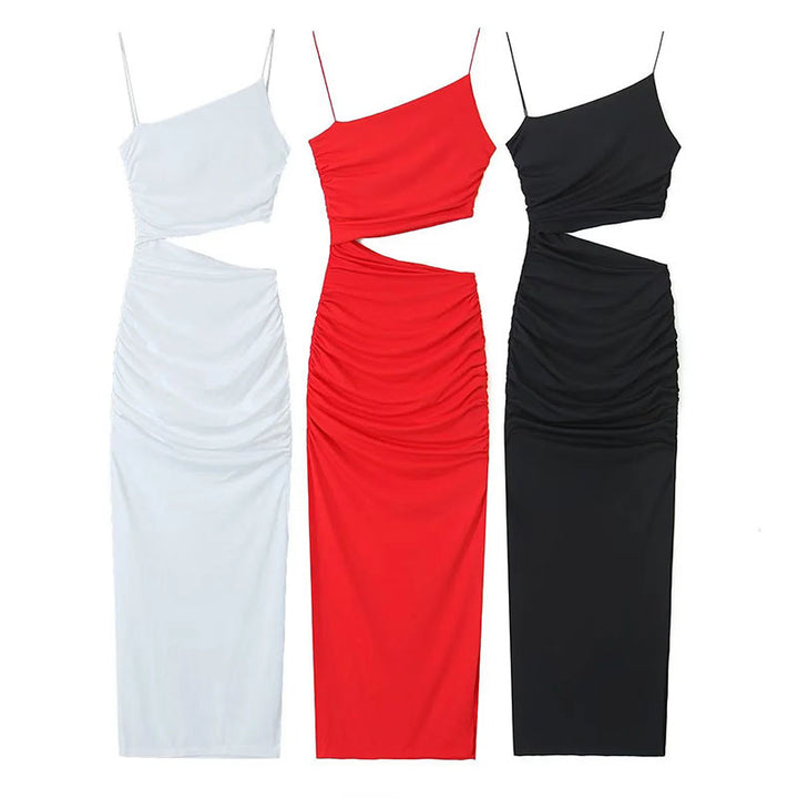 Kvinders elegante cut-out maxi kjole med asymmetrisk design og ruching Stilla