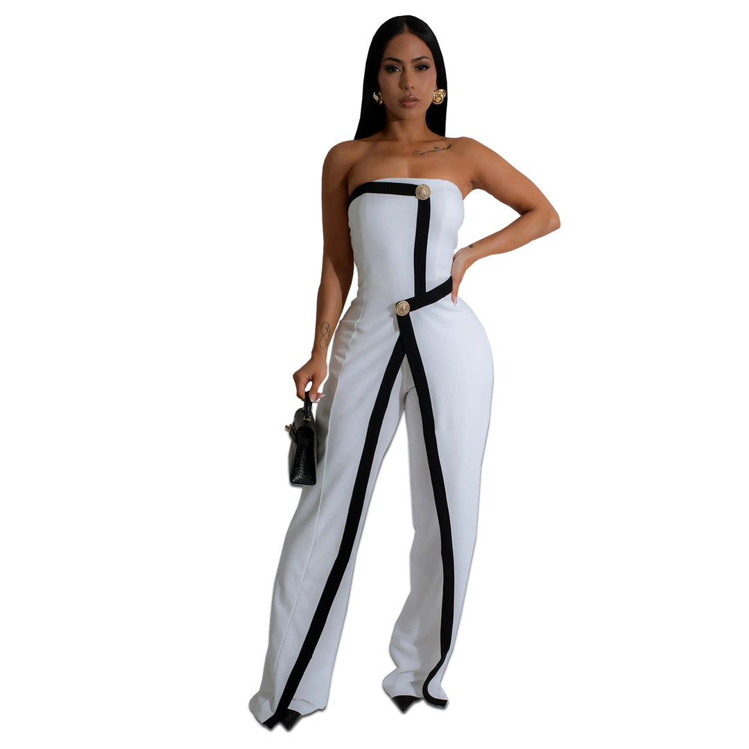 Dame Elegant Rynket-Overall med skulderfri design og aftagelige stropper Stilla