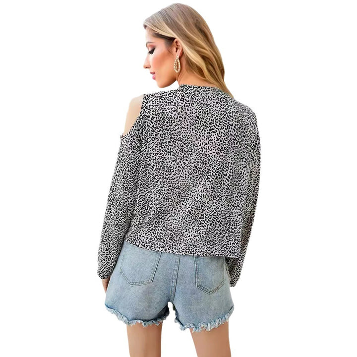 Damer Elegant top med kolde skuldre og dyreprint Stilla