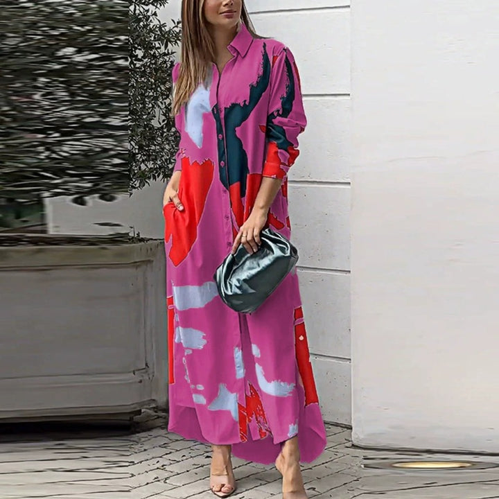 Dame Midi-kjole med farverig print Stilla