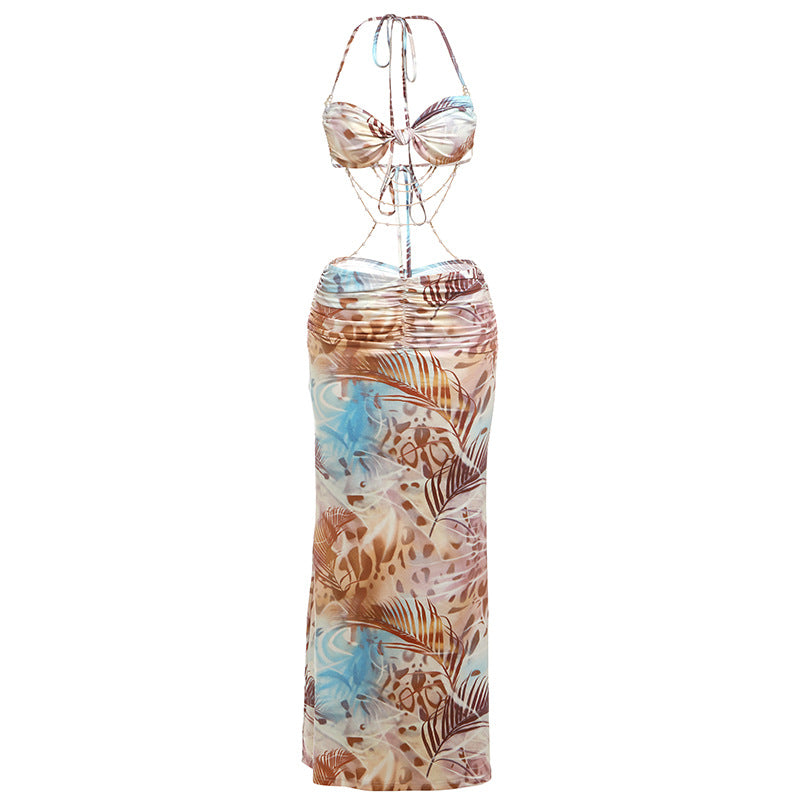 Dame Bikini sæt med elegant indpakningsdesign og blomsterprint Skovae