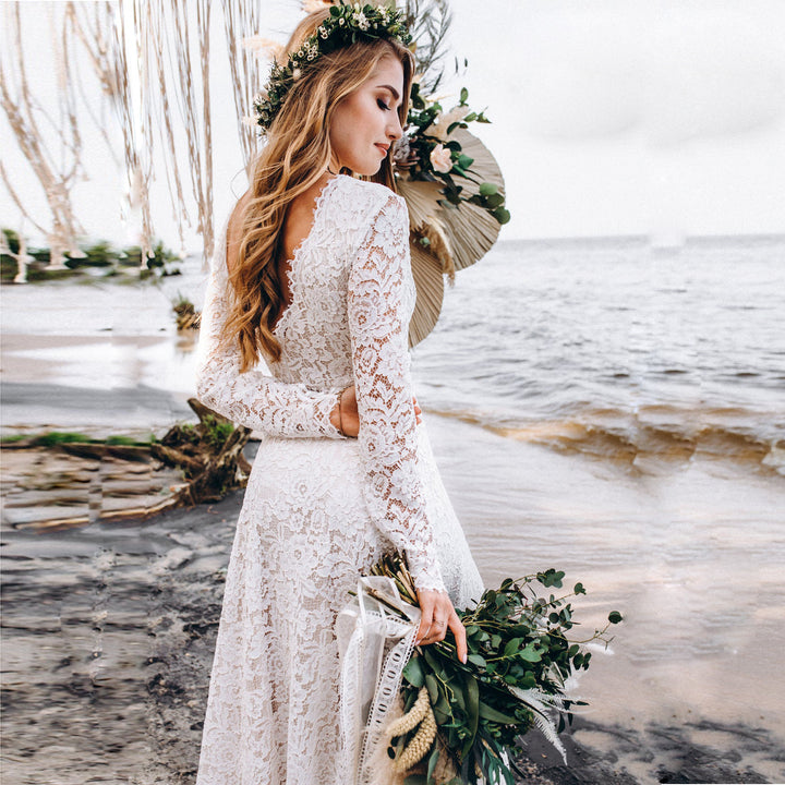 Dame Spids Boho Bryllupskjole Stilla