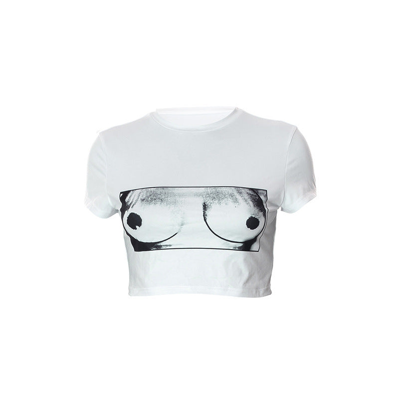Damer Crop-T-Shirt med kunstnerisk grafiktryk Skovae