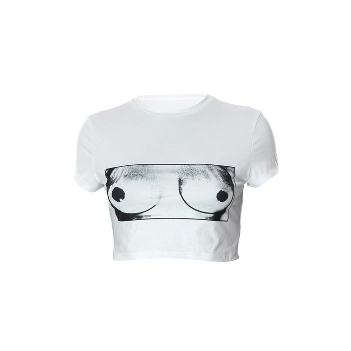 Damer Crop-T-Shirt med kunstnerisk grafiktryk Skovae
