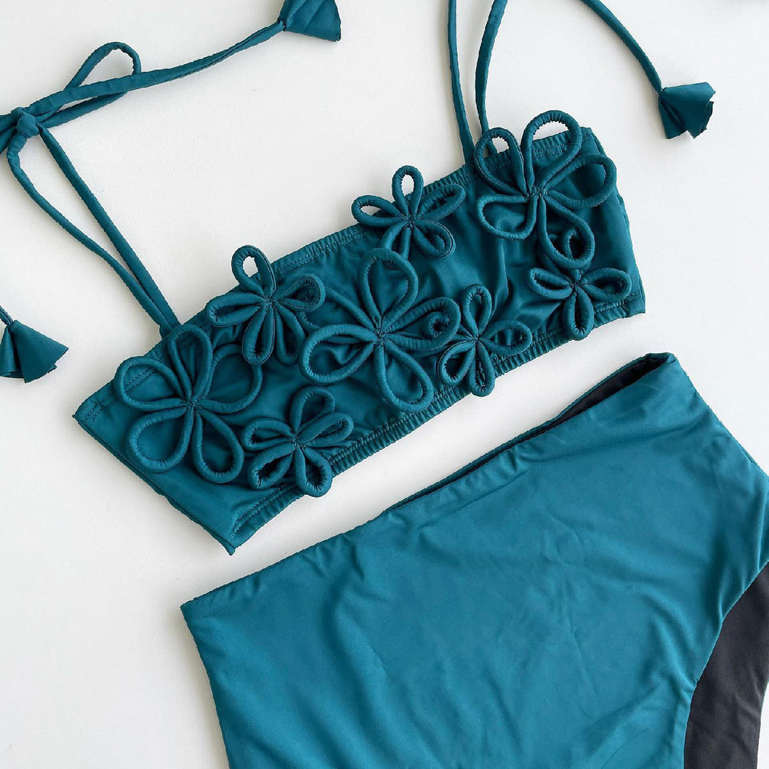 Dame Bikini-top med floralt relieffdesign og justerbare stropper Stilla