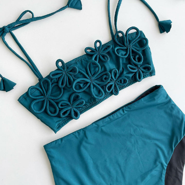 Dame Bikini-top med floralt relieffdesign og justerbare stropper Stilla