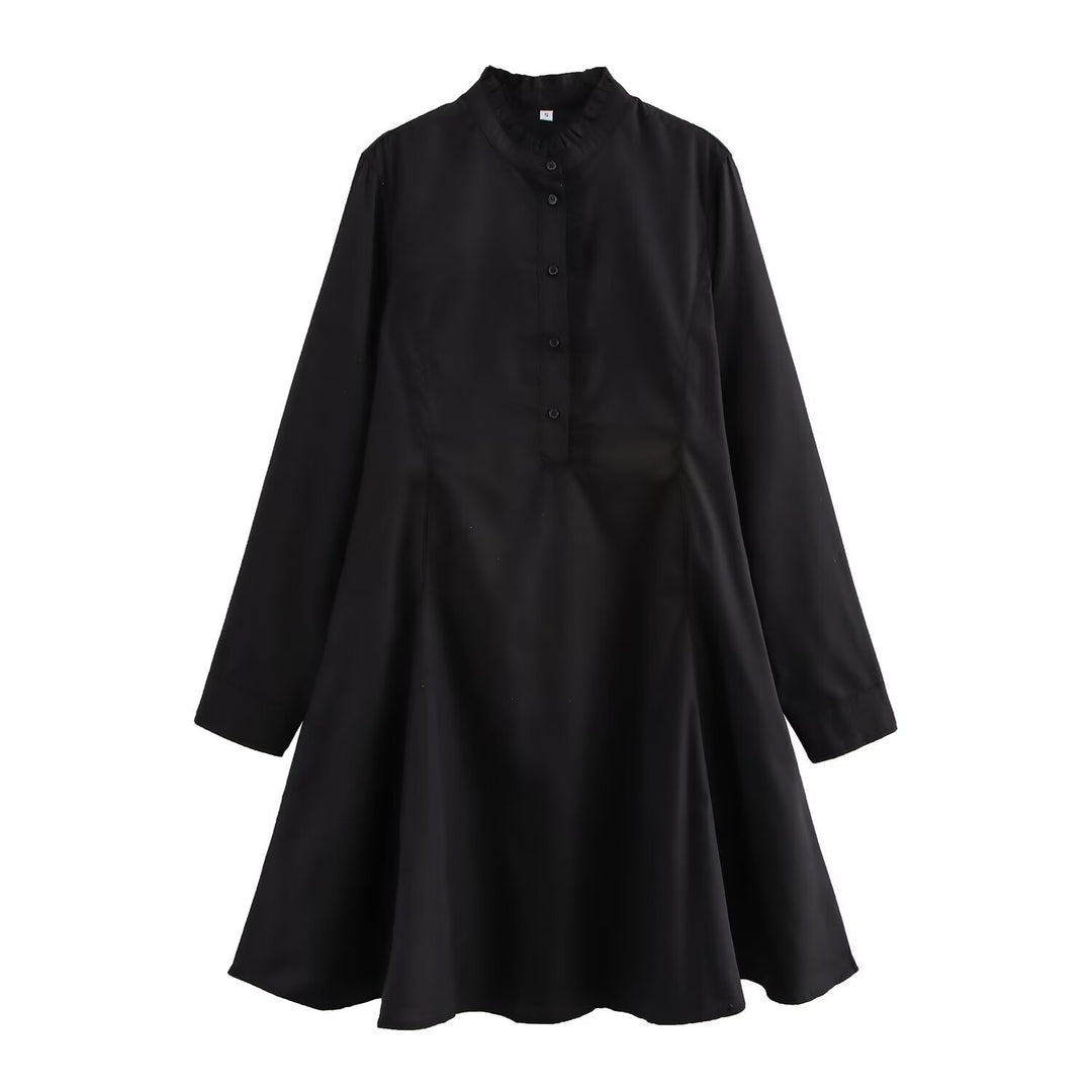 Femme Button-Up A-linje Langærmet Kjole Stilla