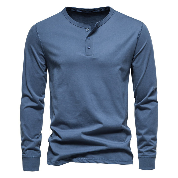 Herre Langærmet Button-Up Henley Skjorte Stilla