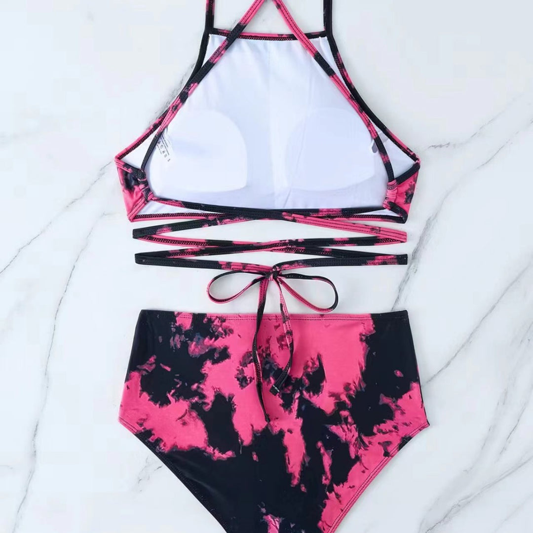 Dame bikini-sæt med kreative grafikdetails og justerbare stropper Stilla