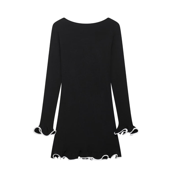Dame Flared Sleeve Mini Kjole med Rüschen Søm Stilla