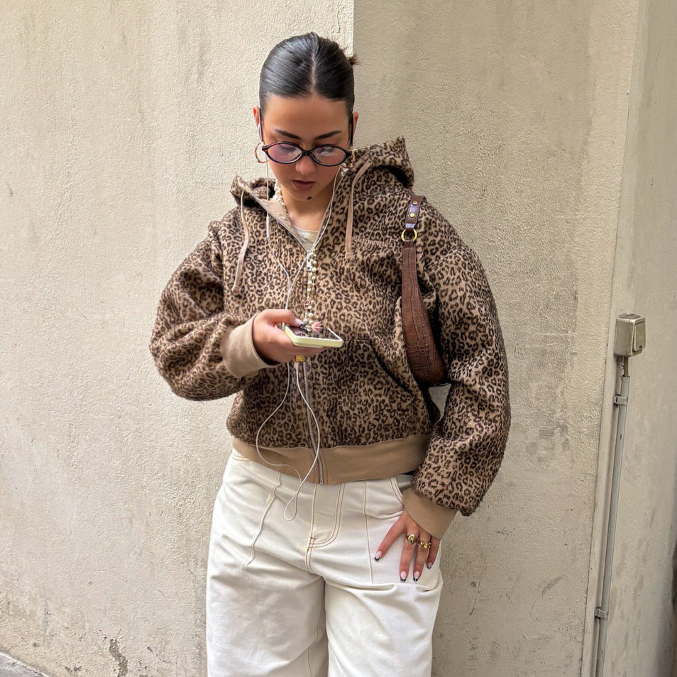Kvinders Oversized Hoodie med Leopard Print Stilla