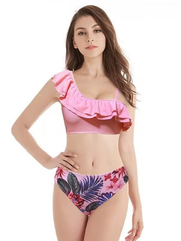 Dame Rüschentropfenprint Høj Talje Bikini Sæt Stilla