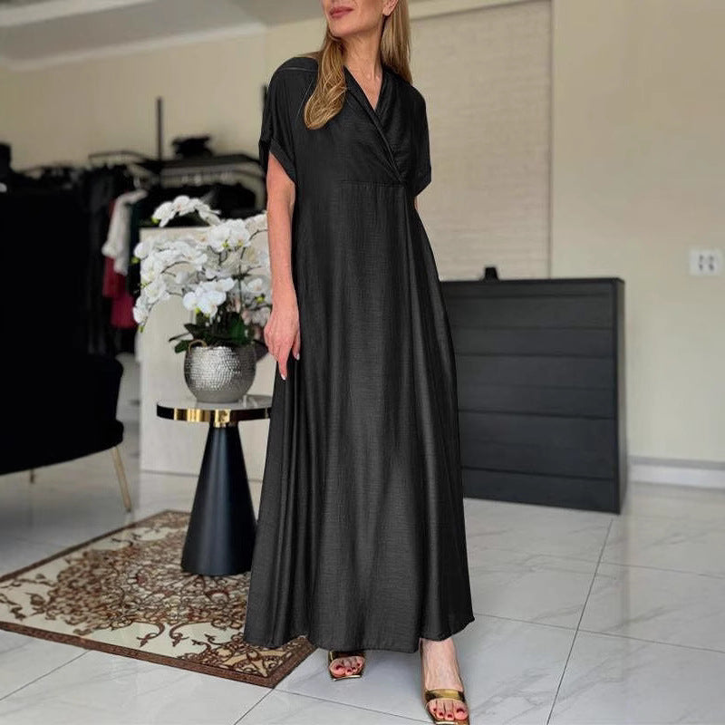 Dame Maxikjole med elegant omslagssnit og luftige ærmer Stilla