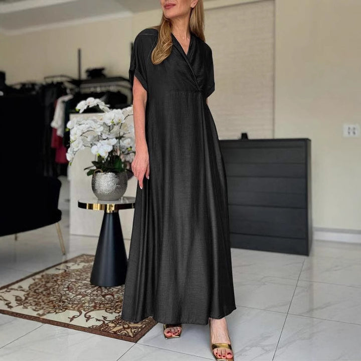 Dame Maxikjole med elegant omslagssnit og luftige ærmer Stilla
