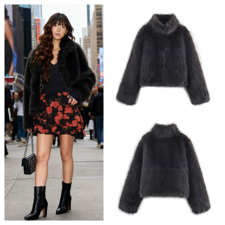 Damer fashionable faux fur jacket Stilla