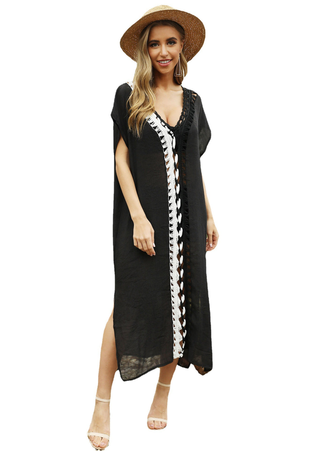 Femme Bohemian Strand-Cover-Up Kjole med udsøgte hæklede udsmykninger Stilla