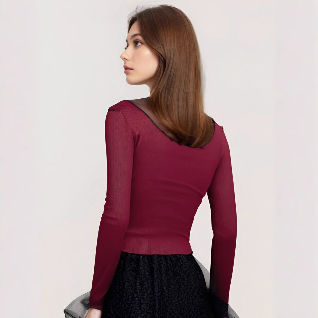 Dame Slim-Fit Langærmet skjorte med asymmetrisk kant og fine detaljer Stilla