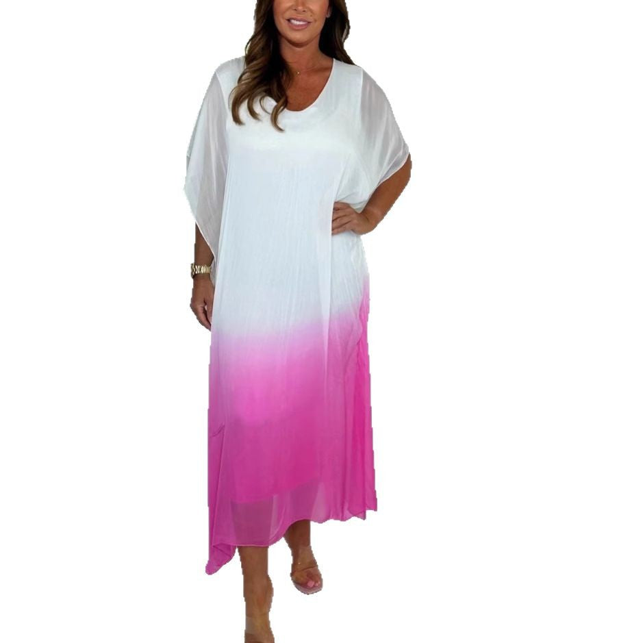 Dame maxikjole med flydende chiffon og elegant farveovergang Stilla