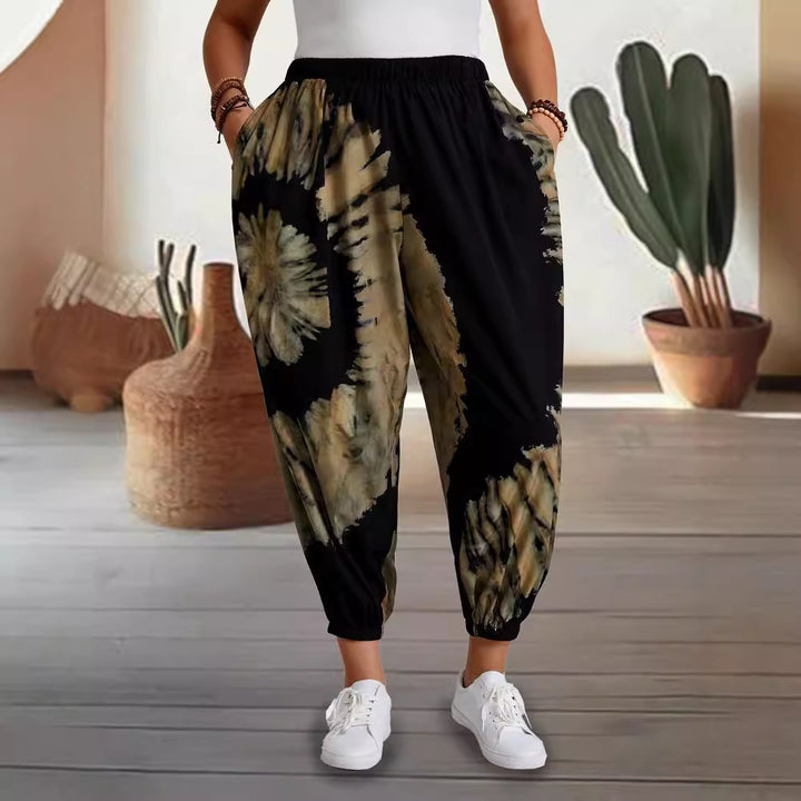 Dame Mode Baggy-Bukser med elastisk talje og trendy batikdesign Stilla
