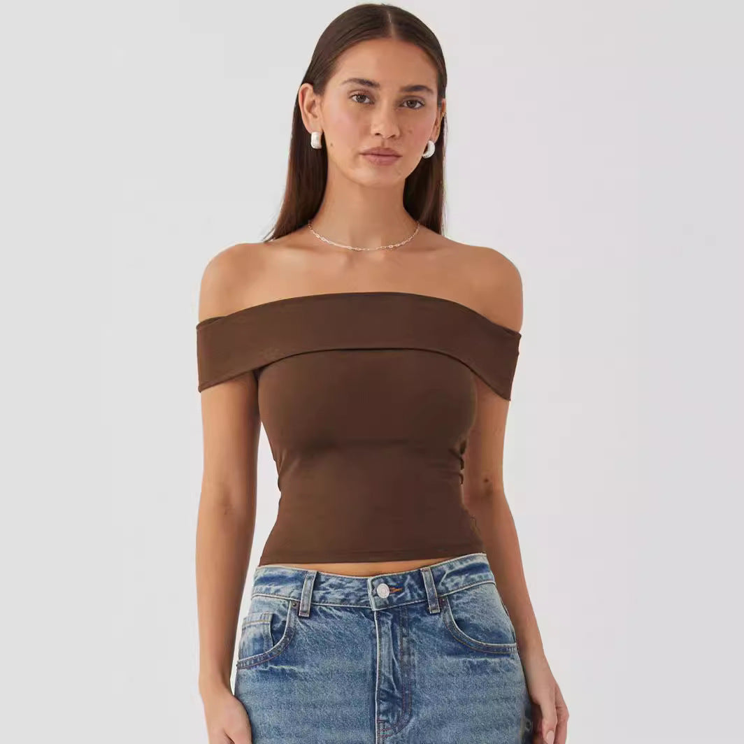 Dame Off-Shoulder Top med tætsiddende snit og elastisk linning Stiila