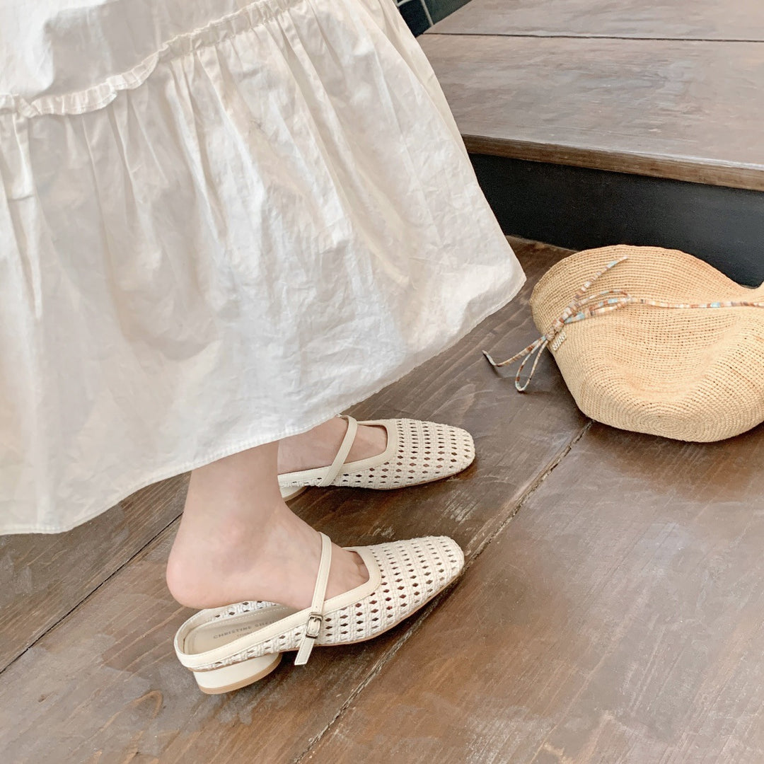Dame Woven Blokhæl Mules Stilla