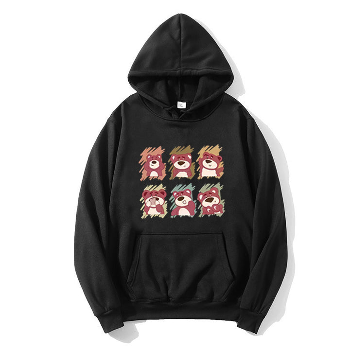 Kvinders hættepullover med dyre tegneserie design Skovae
