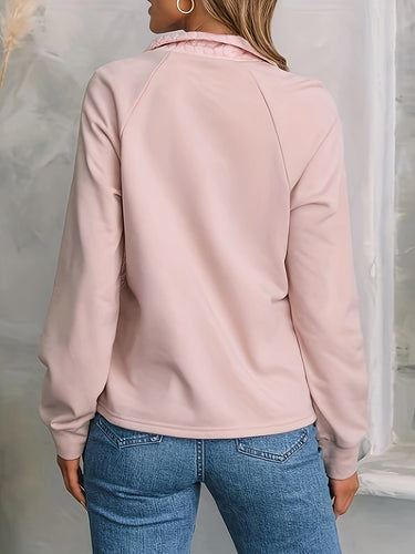 Femme Quiltet Halv-Tækning Pullover Sweater Stilla