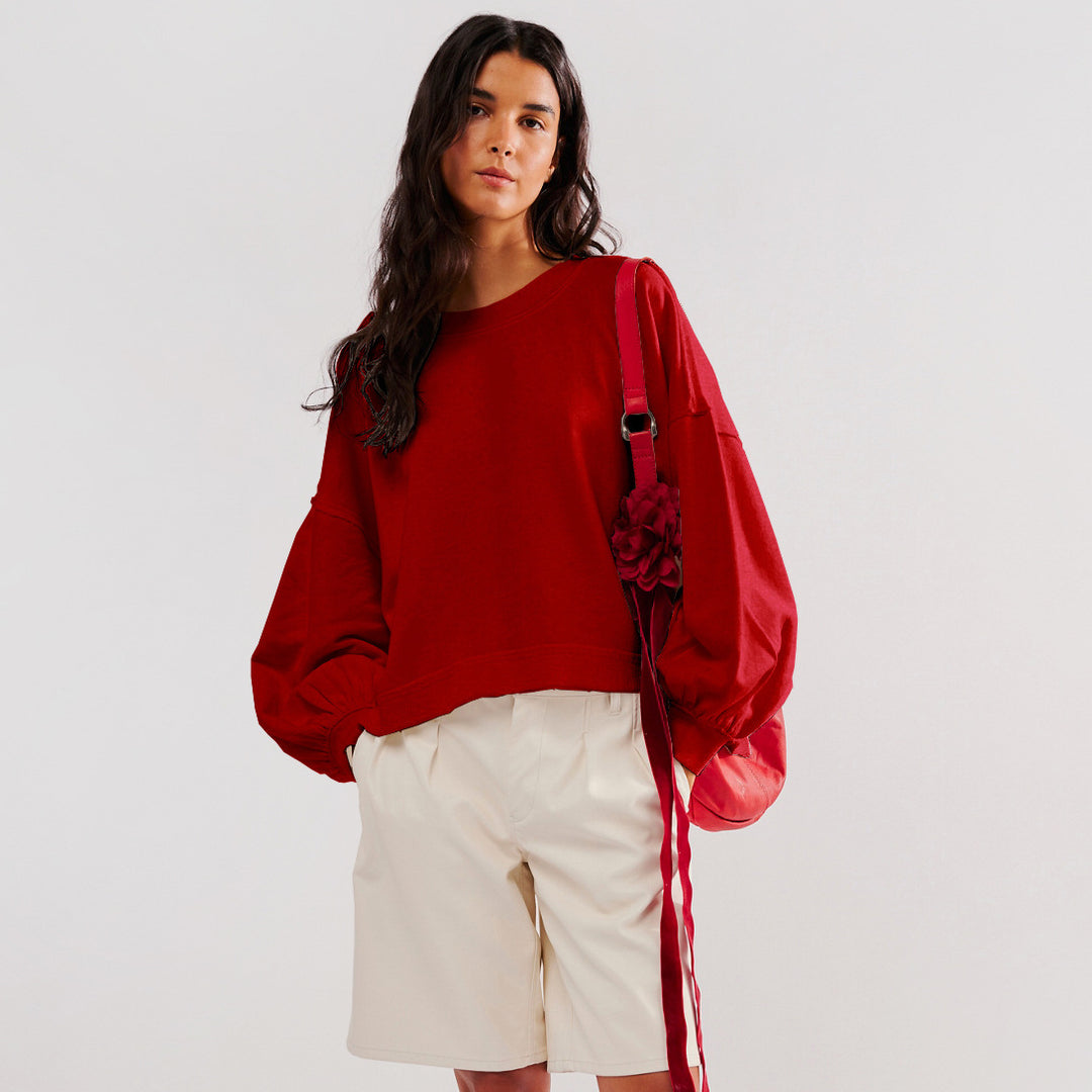 Dame afslappet sweatshirt med voluminøse ærmer og komfortabel pasform Stilla