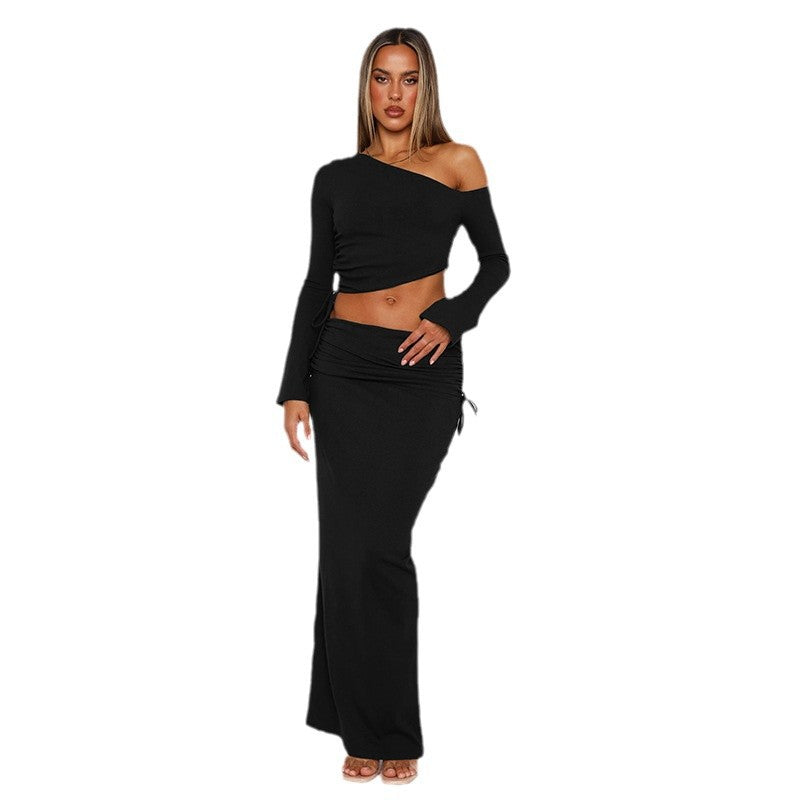 Dame Omfattende Sæt af Crop-Top og Maxi-Nederdel Stilla