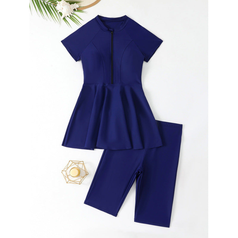 Dame badedragt med peplum design og praktisk lynlås Stilla