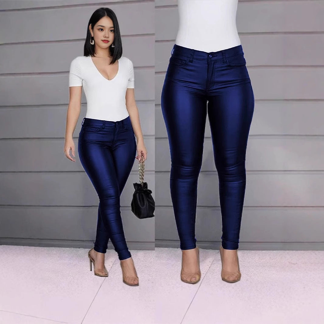 Dame Kvalitets Skinny Jeans i moderigtig Lak-look Stilla