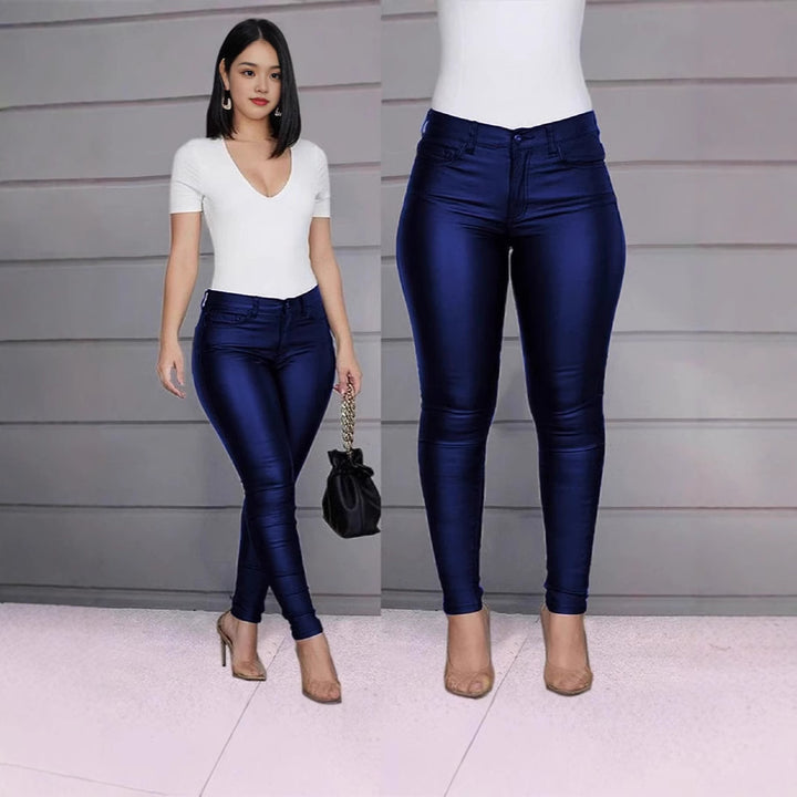 Dame Kvalitets Skinny Jeans i moderigtig Lak-look Stilla