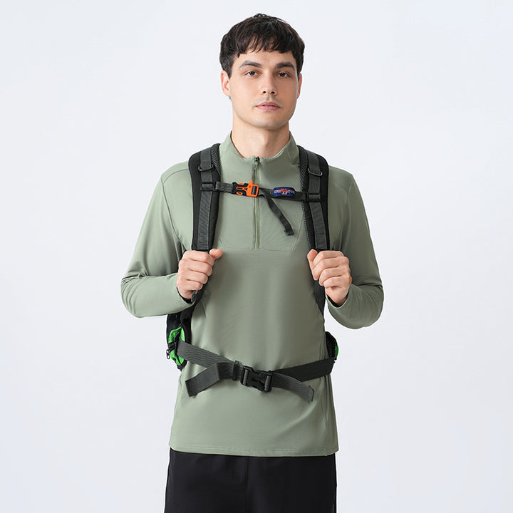 Herrer Åndbart Løbeshirt med Høj Krave og Lynlås Stilla