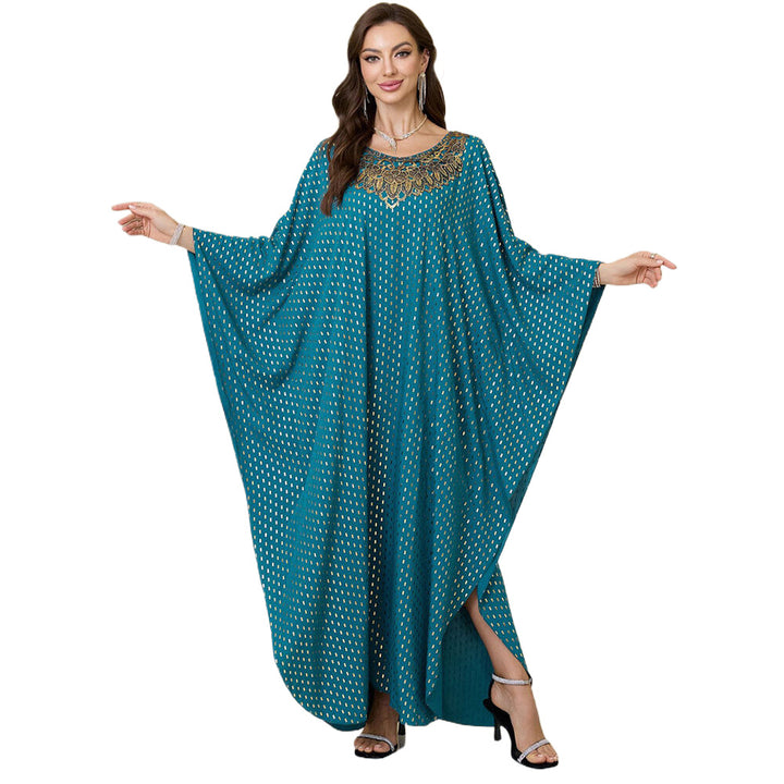 Dame Maxikimono med elegant applikation Stilla