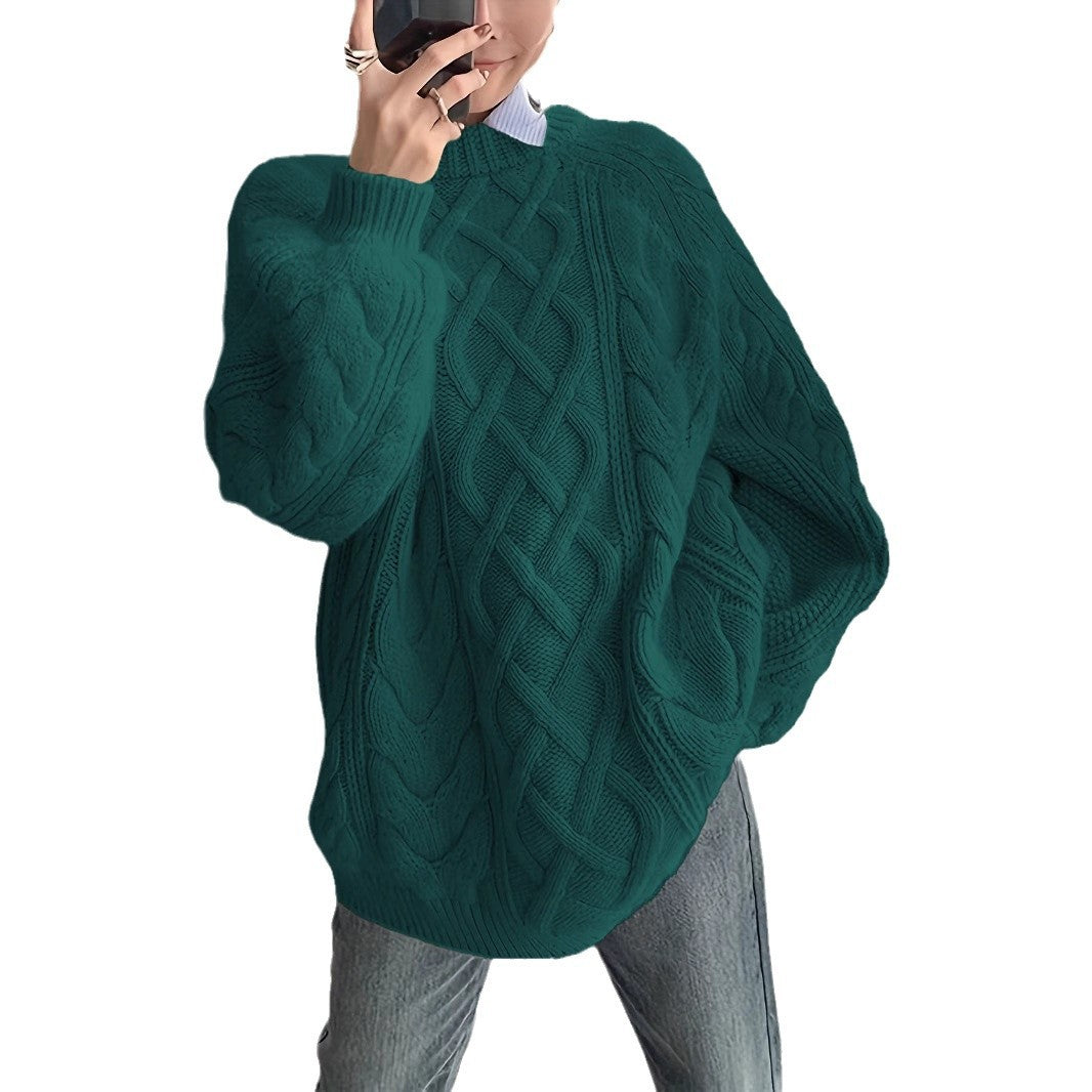 Dame strikpullover med moderne fletmønster og oversized snit Stilla