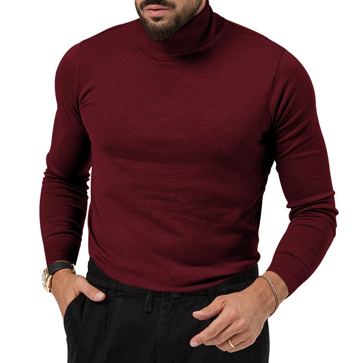 Herrer høj afsluttende strikket sweater med fin tekstur Stilla