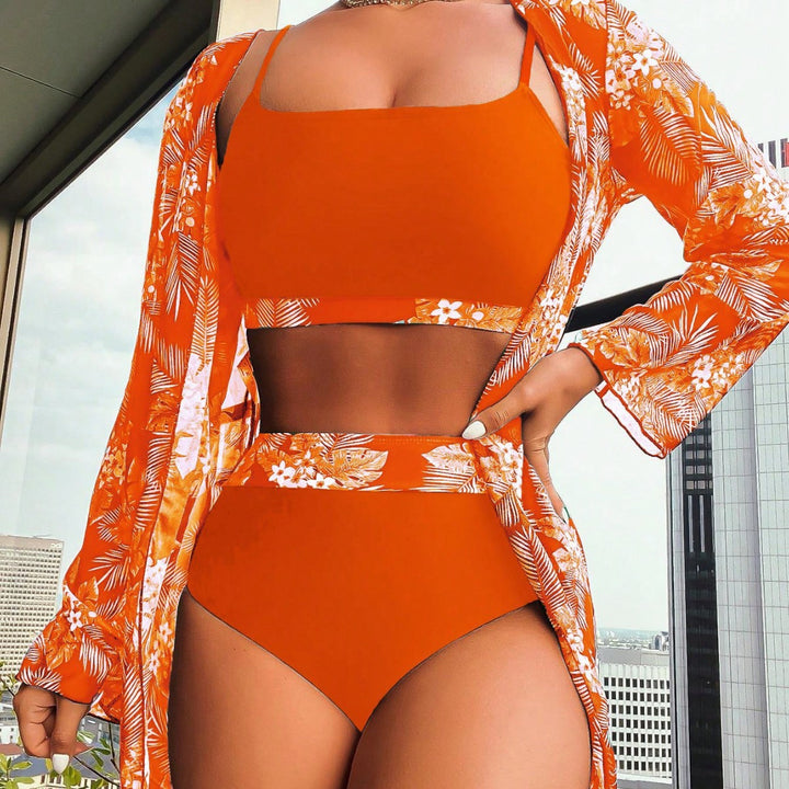 Dame bikinitøj med luftig blomster kimono Stilla