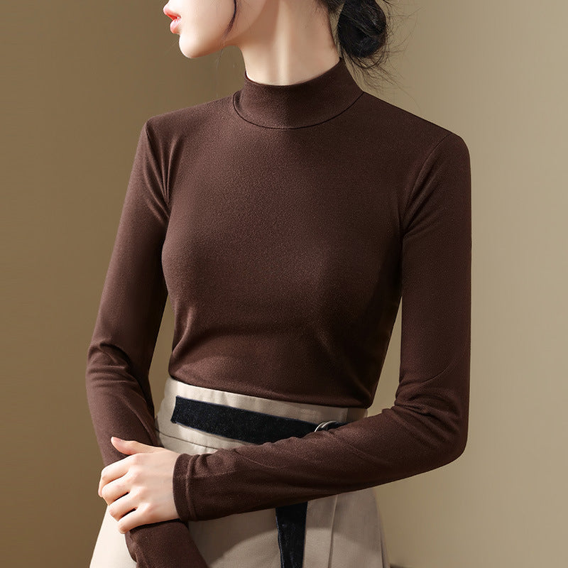 Dame Langærmet Turtleneck Top i blødt materiale med figursyet pasform Stilla