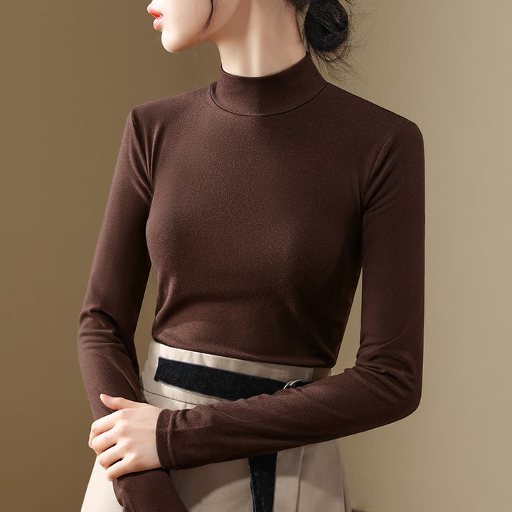 Dame Langærmet Turtleneck Top i blødt materiale med figursyet pasform Stilla