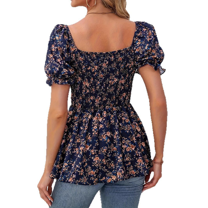 Dame Floral Print Smocked Peplum Top Stilla