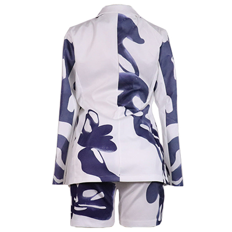 Dame Elegant Blazer med moderne grafisk design og dobbelt knaprækkefølge Stilla
