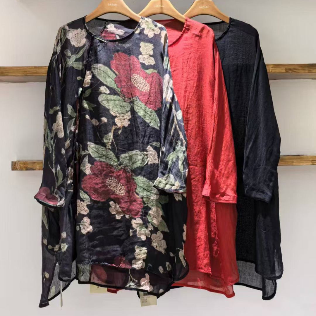 Dame Relaxed Fit Let Tunika Bluse med Bindebælte Stilla
