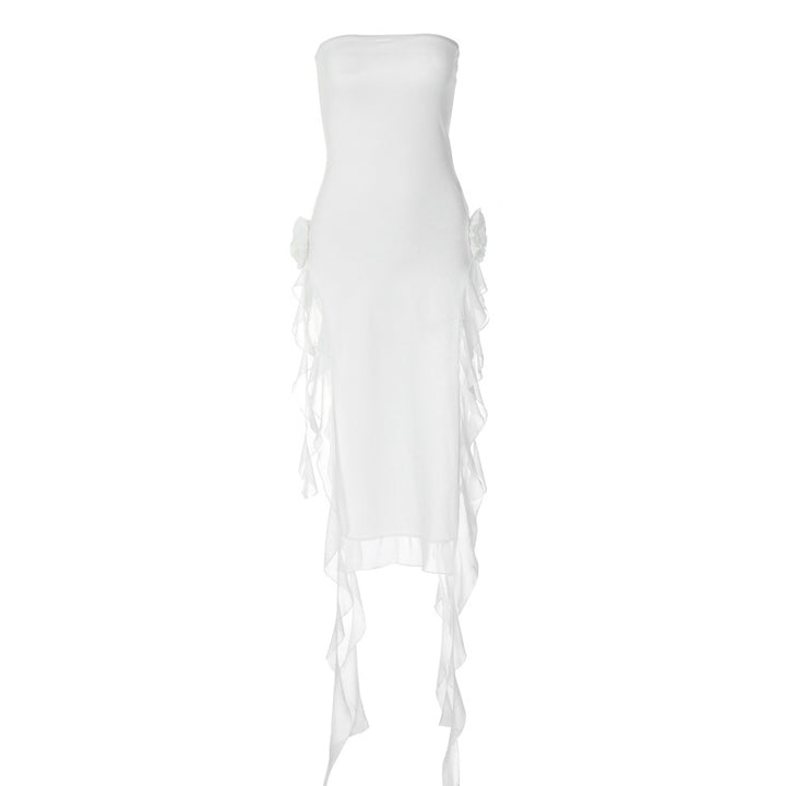 Dame langærmet kjole med transparente flæsedetaljer og elegant design Stilla