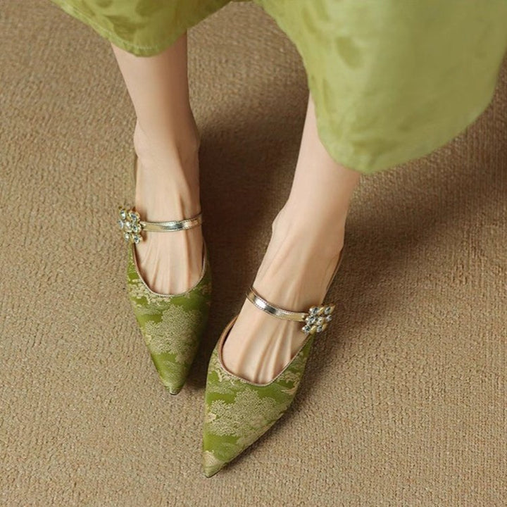 Femme Ornate Floral Slingback Ballerinas Stilla