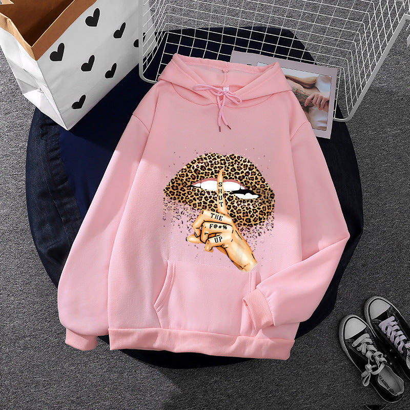 Kvinders hoodie med markant leopardmønster Stilla