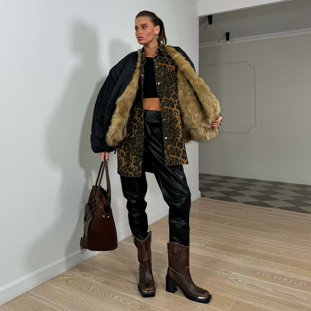 Kvinders fashionjakke med falsk pelskrave Stilla
